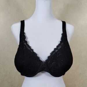 11SE2 FINAL PRICE Playtex black lace trimmed underwire bra 42C Style 4513 7576